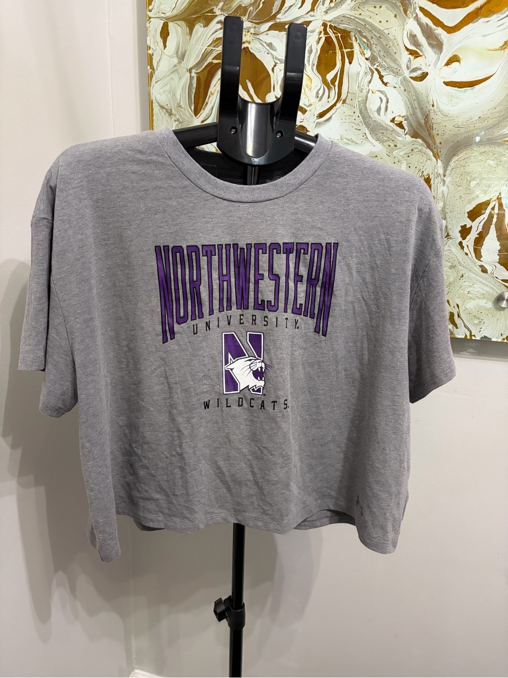 Under Armour Gray Crop Tee with Purple Northwestern Logo